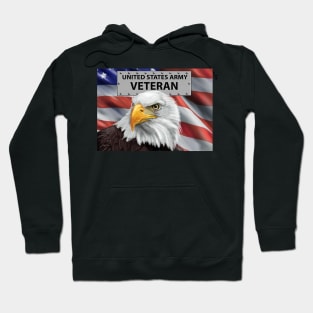 Patriotic United States Army Veteran American Eagle and Flag Art Hoodie